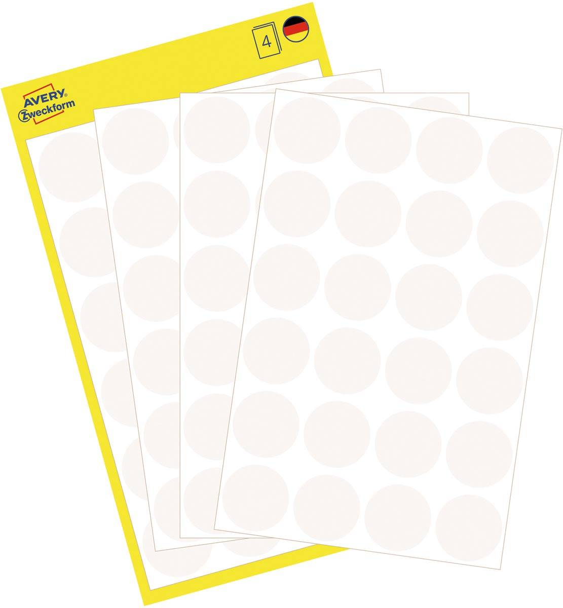 Avery Ronde etiketten diameter 18 mm, wit, 96 stuks