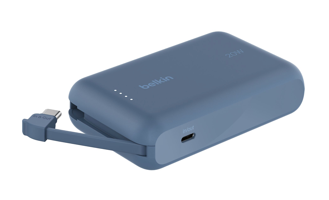 Belkin BPB021HQBL  10000 mAh 20W PD Powerbank met geïntegreerde USB‑C kabel – Blauw