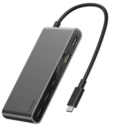 Belkin INC024HQSGY interface hub USB Type-C 10000 Mbit/s Grijs