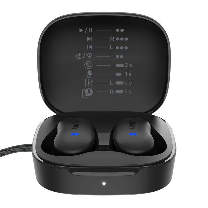 Belkin SoundForm Anywhere Headset Bedraad en draadloos In-ear Oproepen/muziek USB Type-C Bluetooth Zwart