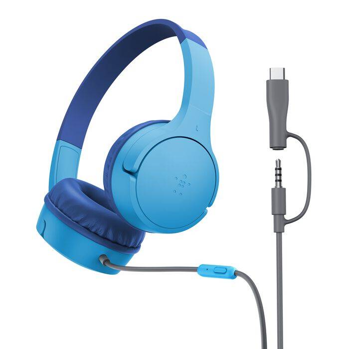 Belkin SoundForm Mini Headset Bedraad Hoofdband Oproepen/muziek USB Type-C Blauw