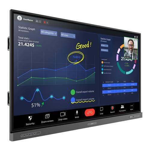 BenQ RP8603 Interactief flatscreen 2,18 m (86") Wifi 450 cd/m² 4K Ultra HD Zwart Touchscreen Type processor Android 11 18/7