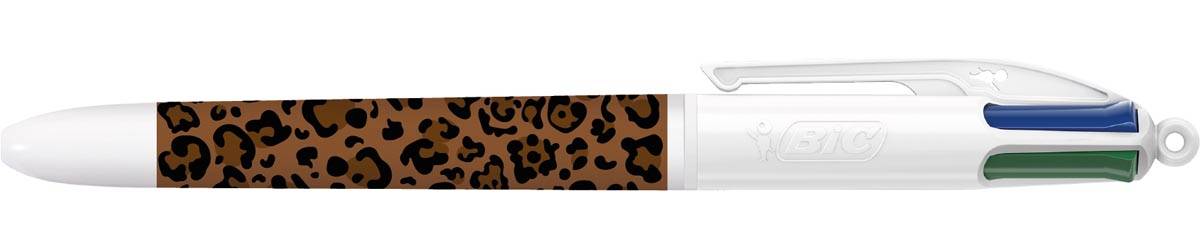 Bic 4-kleurenbalpen Leopard, doos van 12 stuks, assorti