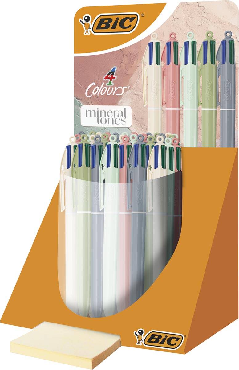 Bic 4-kleurenbalpen Mineral Tones, display van 30 stuks, assorti
