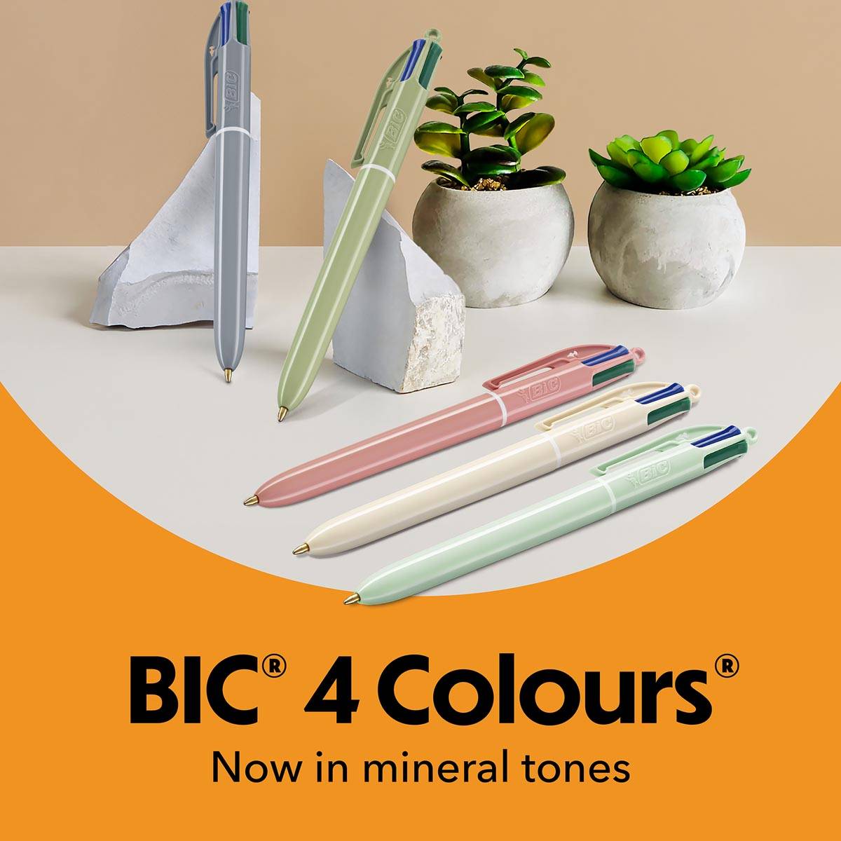 Bic 4-kleurenbalpen Mineral Tones, display van 30 stuks, assorti