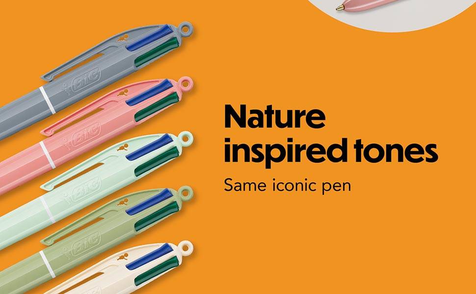 Bic 4-kleurenbalpen Mineral Tones, display van 30 stuks, assorti