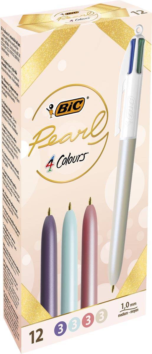 Bic 4-kleurenbalpen Pearl, doos van 12 stuks, assorti