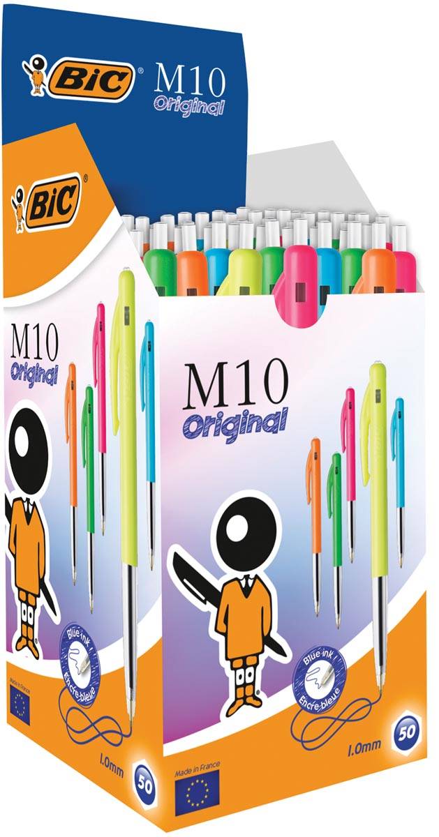 Bic balpen M10 Clic Colors doos van 50 stuks