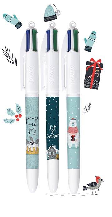 Bic Colours Décor Limited Edition 4-kleurenbalpen, medium, klassieke inktkleuren