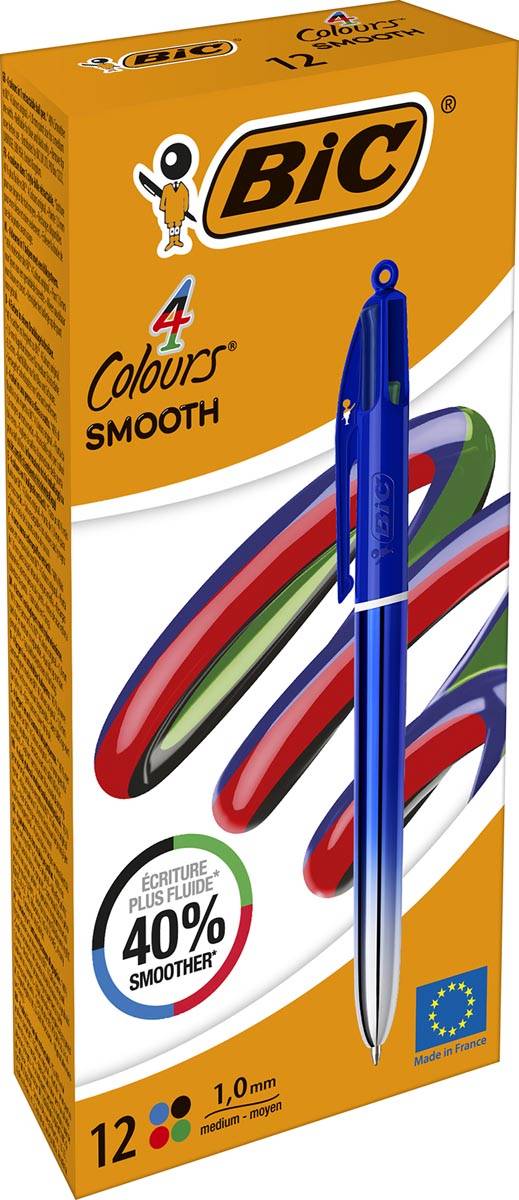 BIC Colours Smooth Gradiant 4-kleurenbalpen, medium, blauw