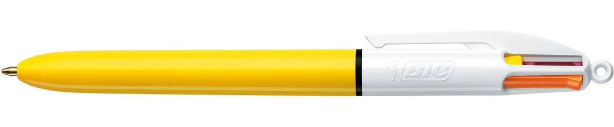 Bic Colours Sun 4-kleurenbalpen, medium, fashion inktkleuren, lichaam geel
