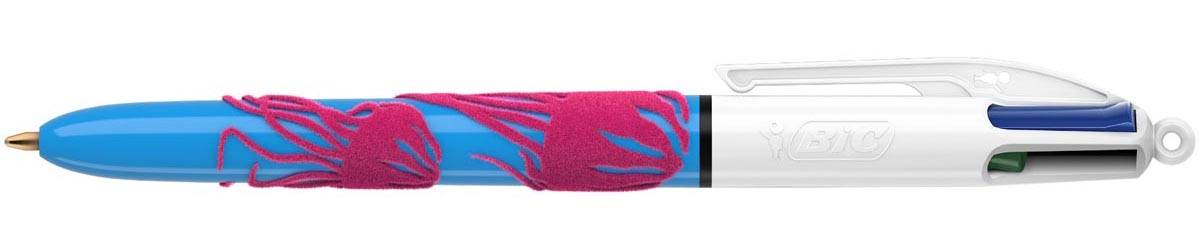 Bic Colours Velours 4-kleurenbalpen, medium, klassieke inktkleuren, doos van 12 stuks