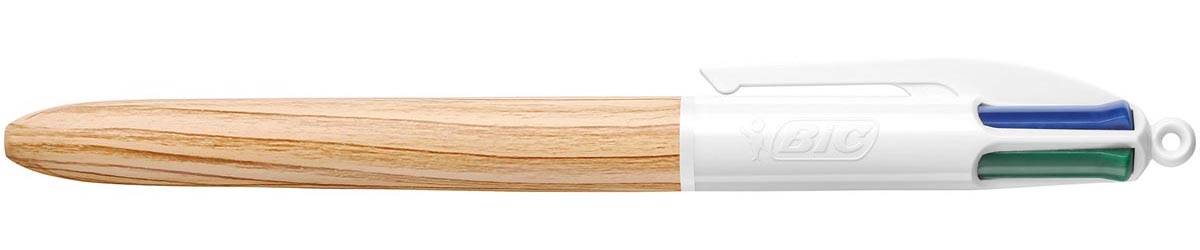 Bic Colours Wood Style, 4-kleurenbalpen, medium, klassieke inktkleuren, op blister