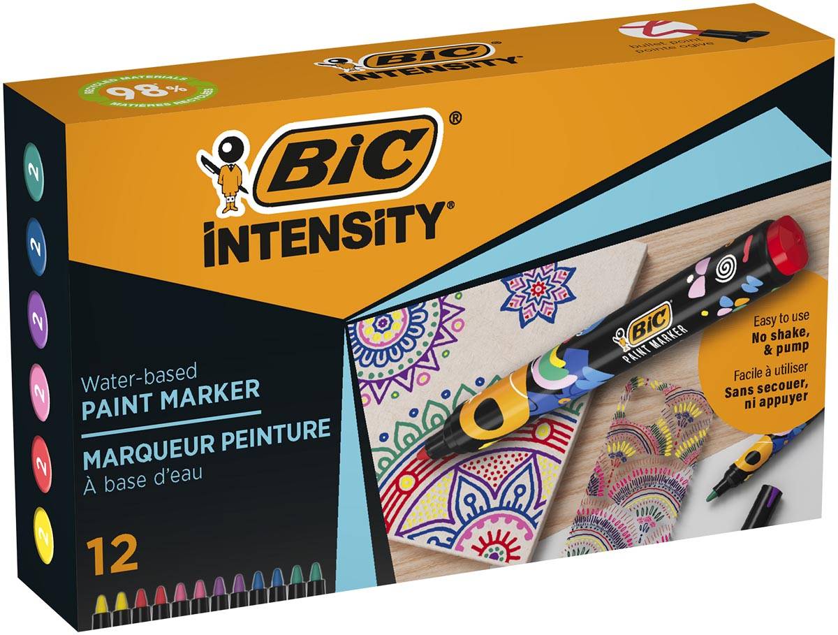 BIC Intensity paintmarker, geassorteerde kleuren, set van 12 stuks
