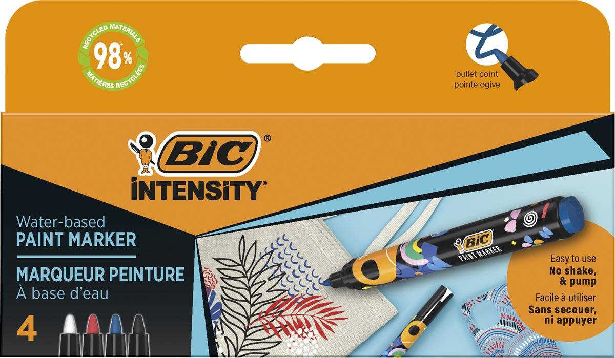 BIC Intensity paintmarker, klassieke kleuren, set van 4 stuks