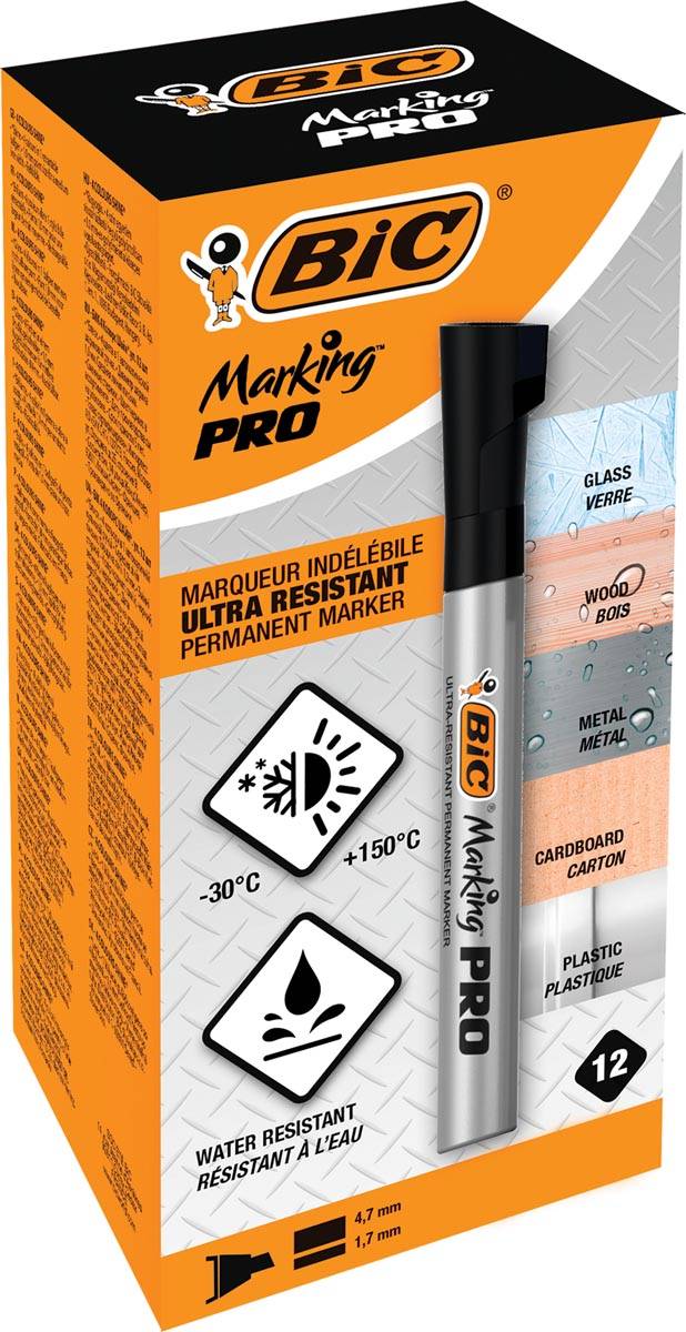 Bic markeerstift Marking Pro, beitelpunt, zwart