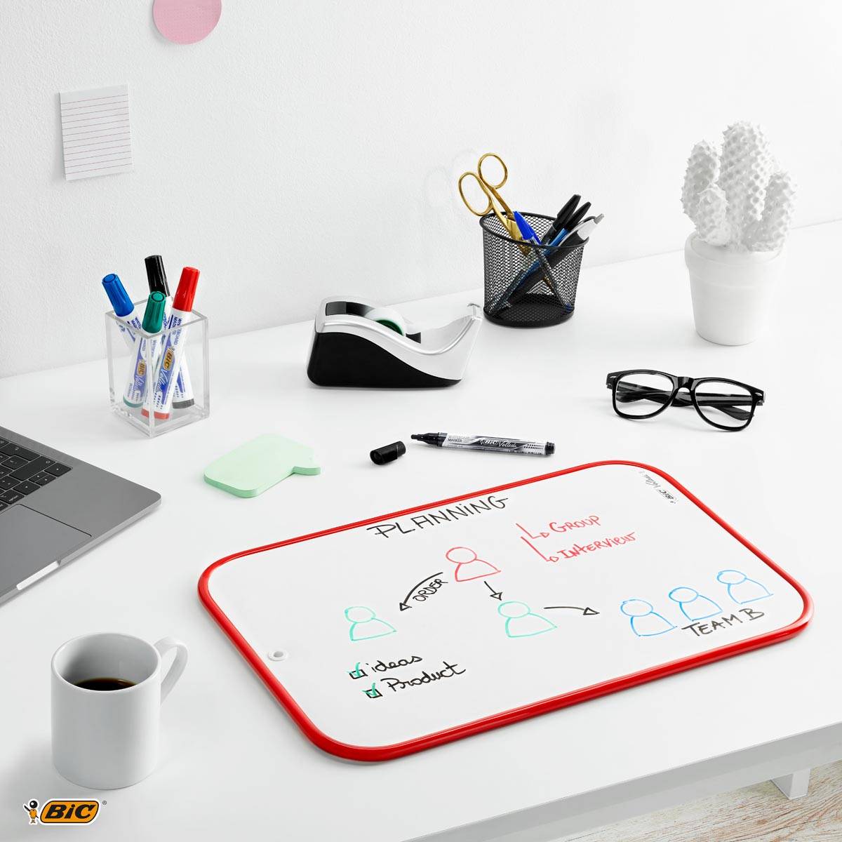Bic Velleda whiteboard, ft 44 x 55 cm, droog uitwisbaar, dubbelzijdig en onbedrukt aan beide kanten