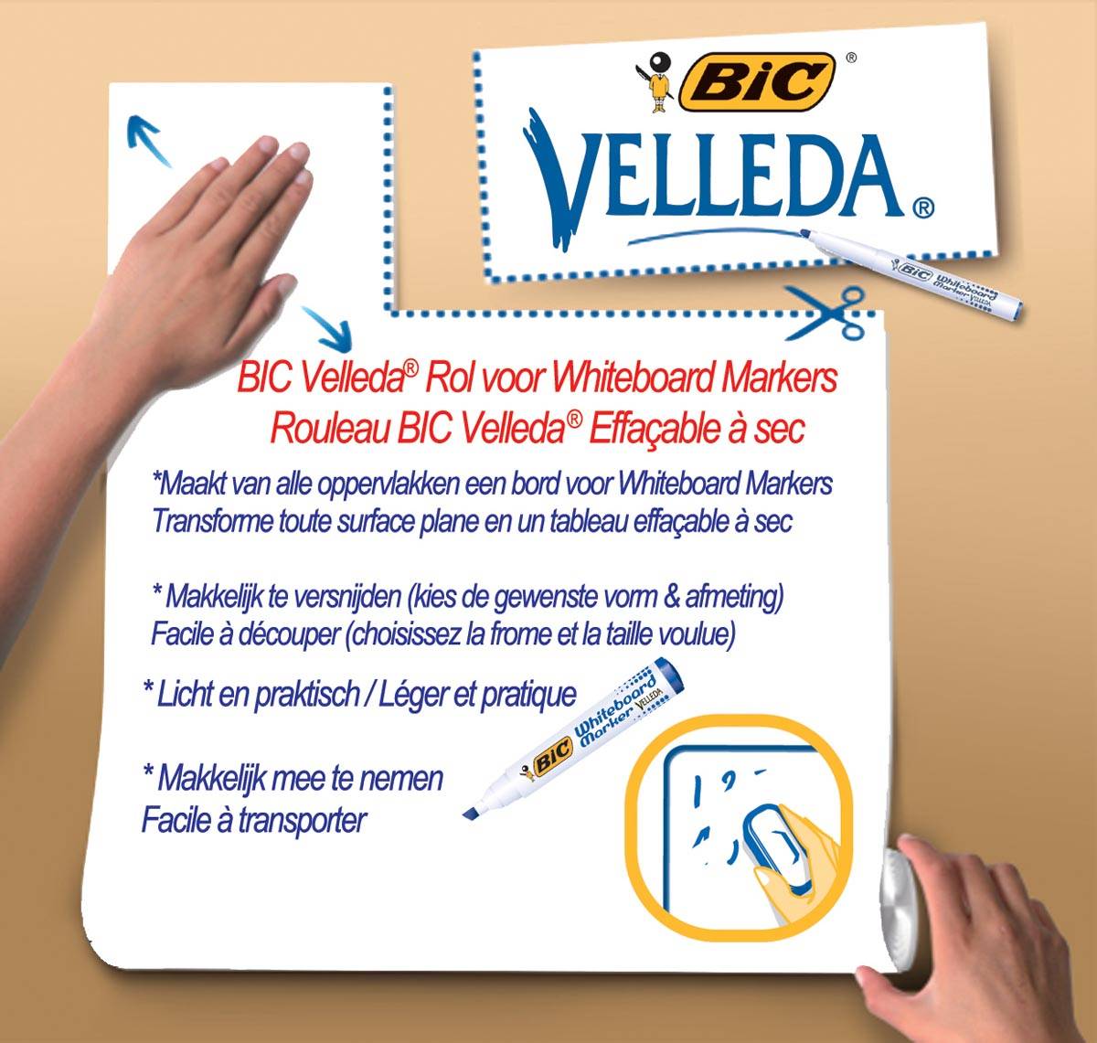 Bic zelfklevende rollen (whiteboard vellen) Velled ft 45 x 50 cm