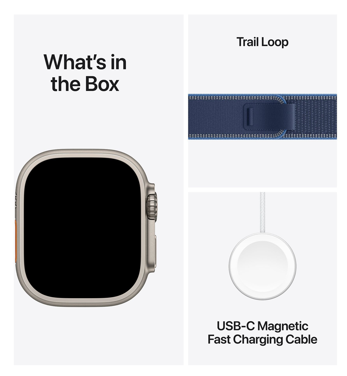 Apple Watch Ultra 3 GPS + Cellular - 49mm Natural Titanium Case Blue/Bright Blue Trail Loop S/M Smartwatch Natural