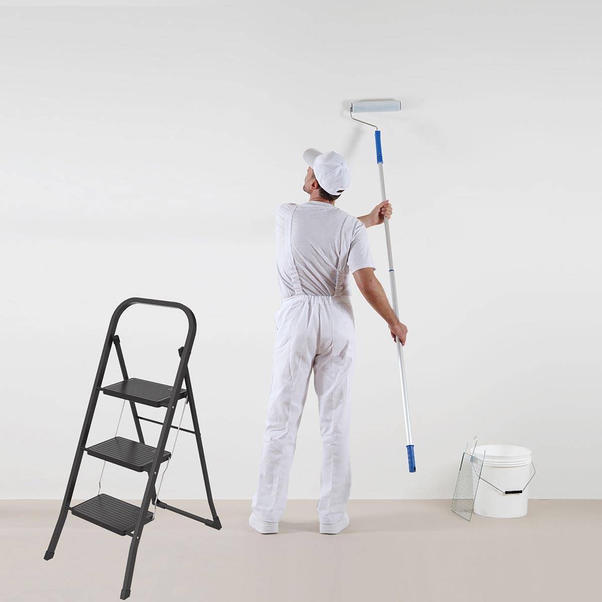 Brasq trapladder SL300, metaal, zwart,  3 treden