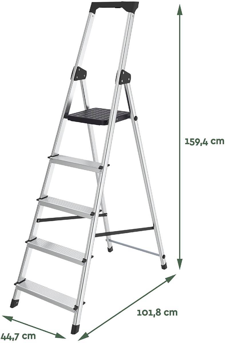 Brasq trapladder SL500, aluminium, zilver,  5 treden
