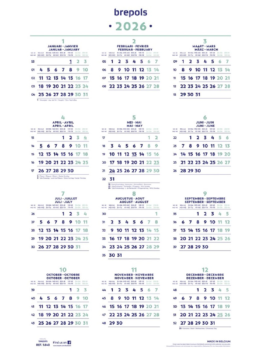 Brepols Jaarkalender, 2026