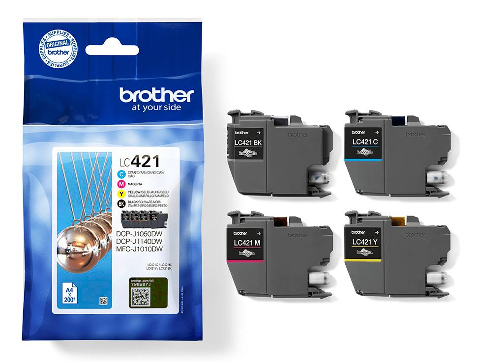 Brother LC421VALDR inktcartridge 4 stuk(s) Origineel Zwart, Cyaan, Magenta, Geel