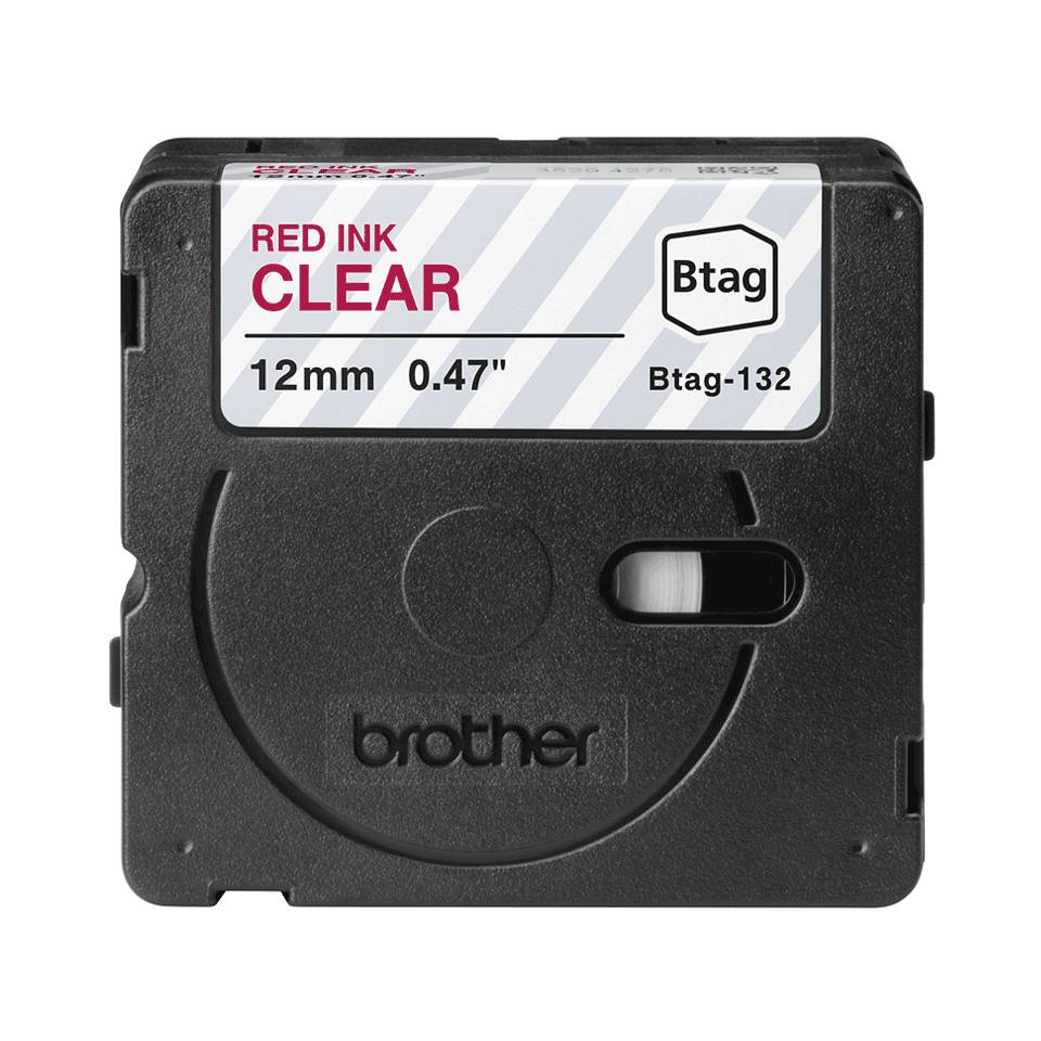 Brother BTAG-132 labelprinter-tape Rood op transparant