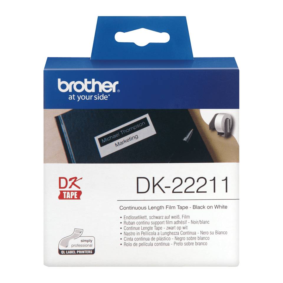 Brother DK-22211 labelprinter-tape Zwart op wit