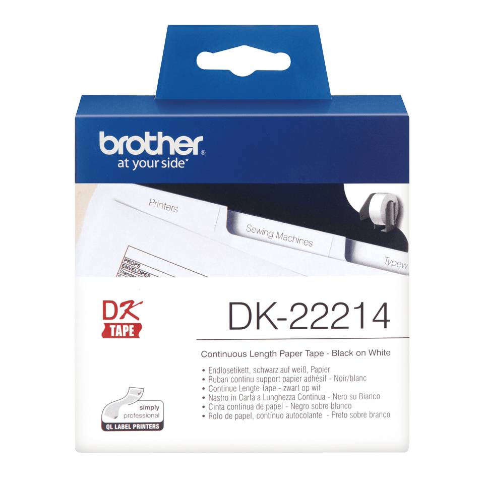 Brother DK-22214 labelprinter-tape Zwart op wit