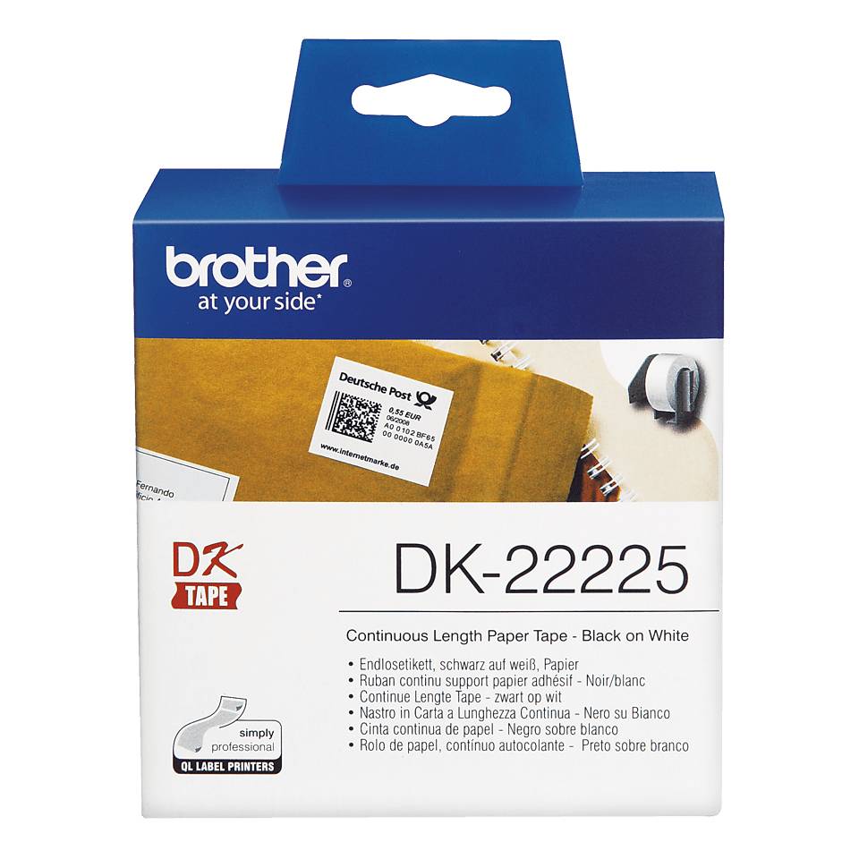 Brother DK-22225 labelprinter-tape Zwart op wit