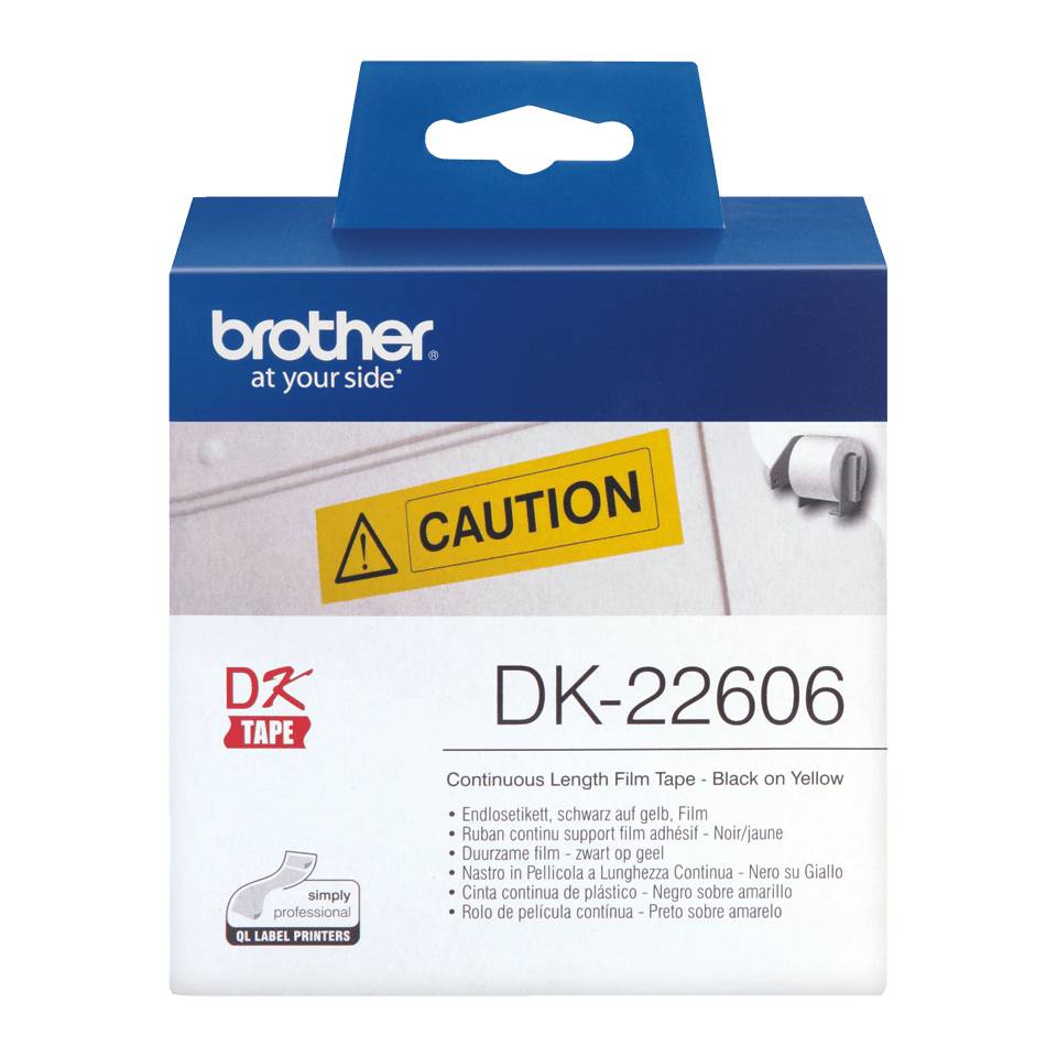 Brother DK-22606 labelprinter-tape Zwart op geel