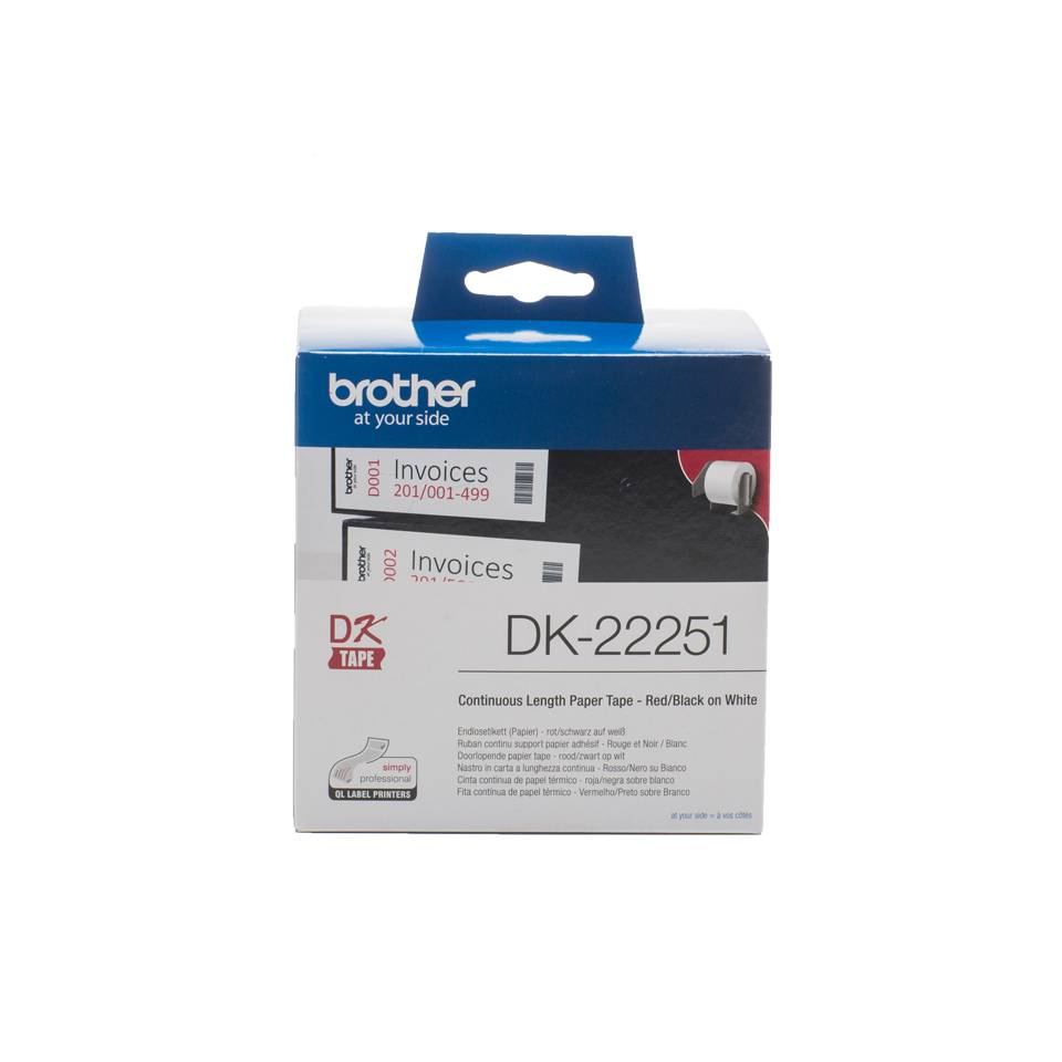 Brother DK-22251 labelprinter-tape Zwart en rood op wit