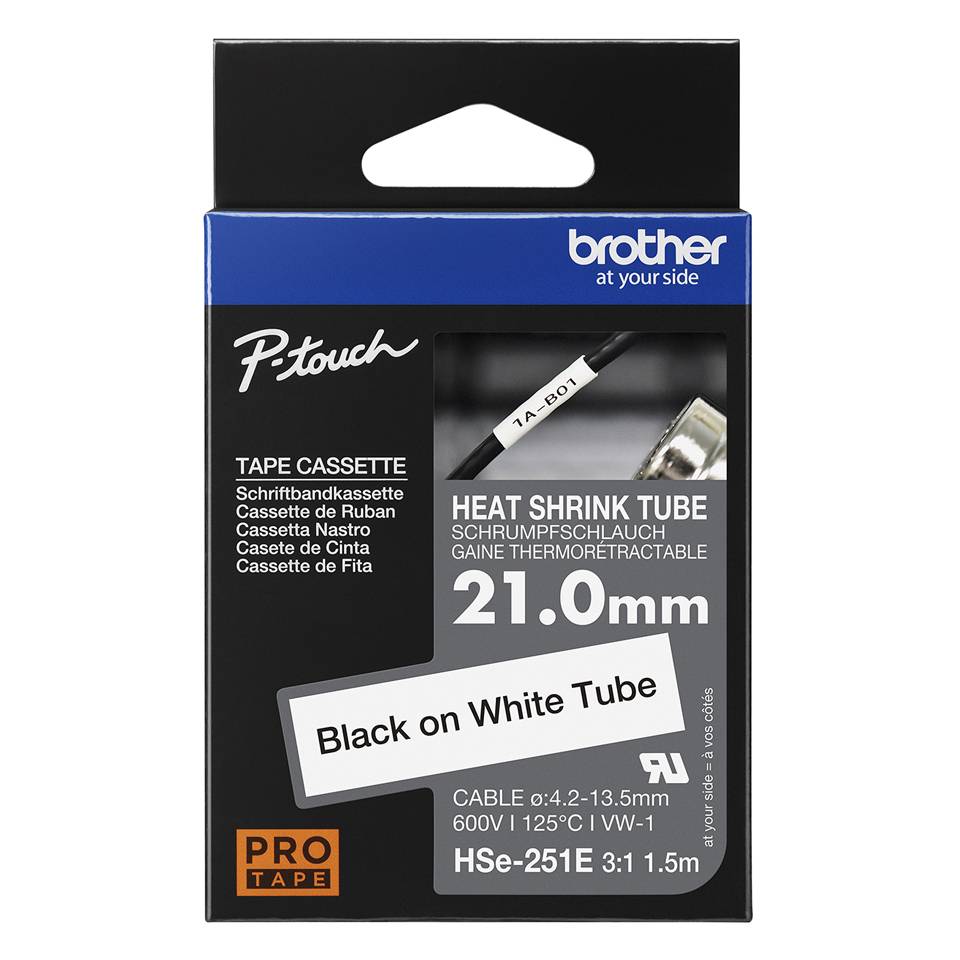 Brother HSE-251E labelprinter-tape Zwart op wit