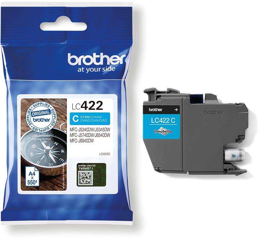 Brother inktcartridge, 550 pagina's, OEM LC-422C, cyaan