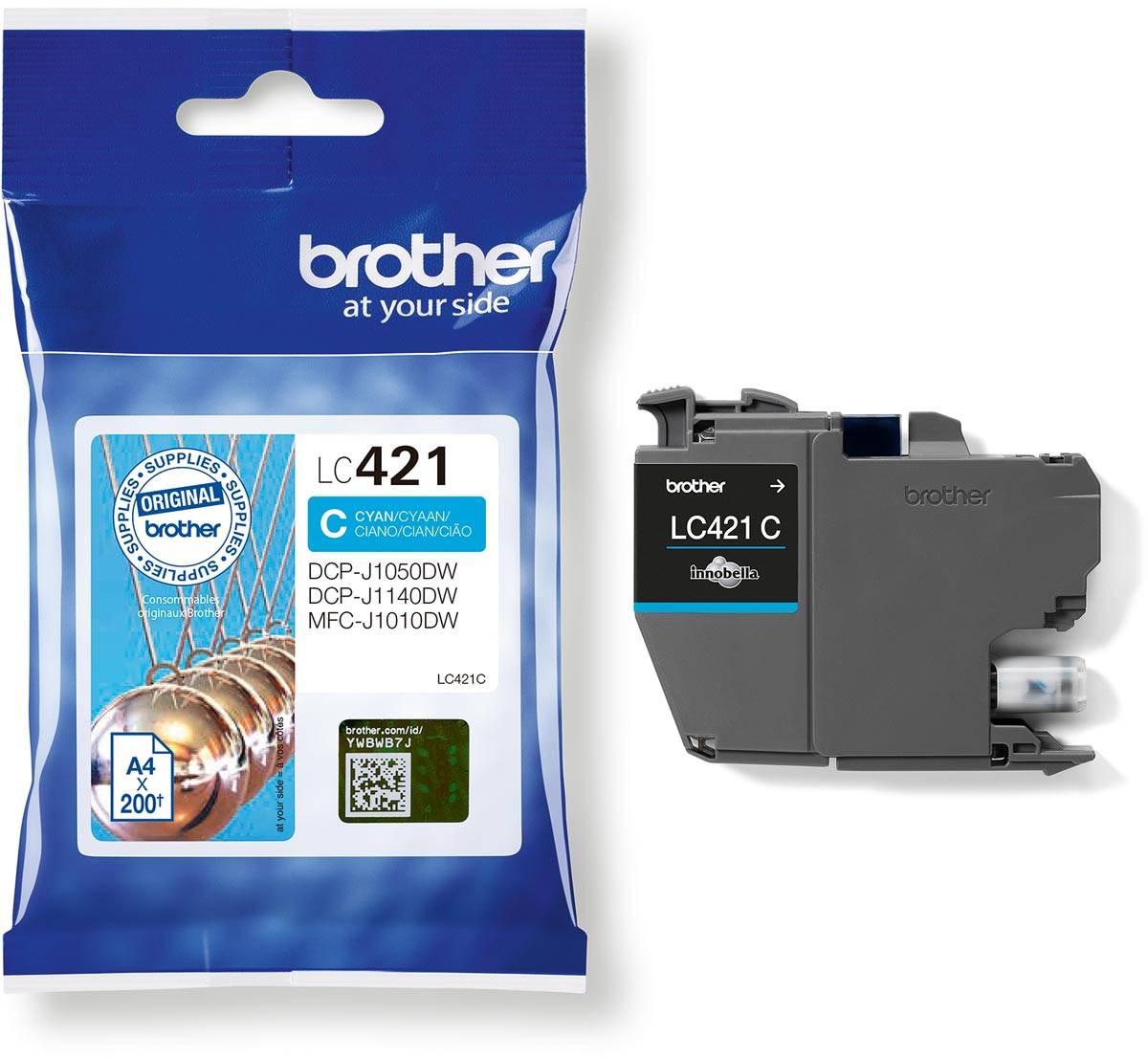 Brother inktcartridge,  200 pagina's, OEM LC-421C, cyaan