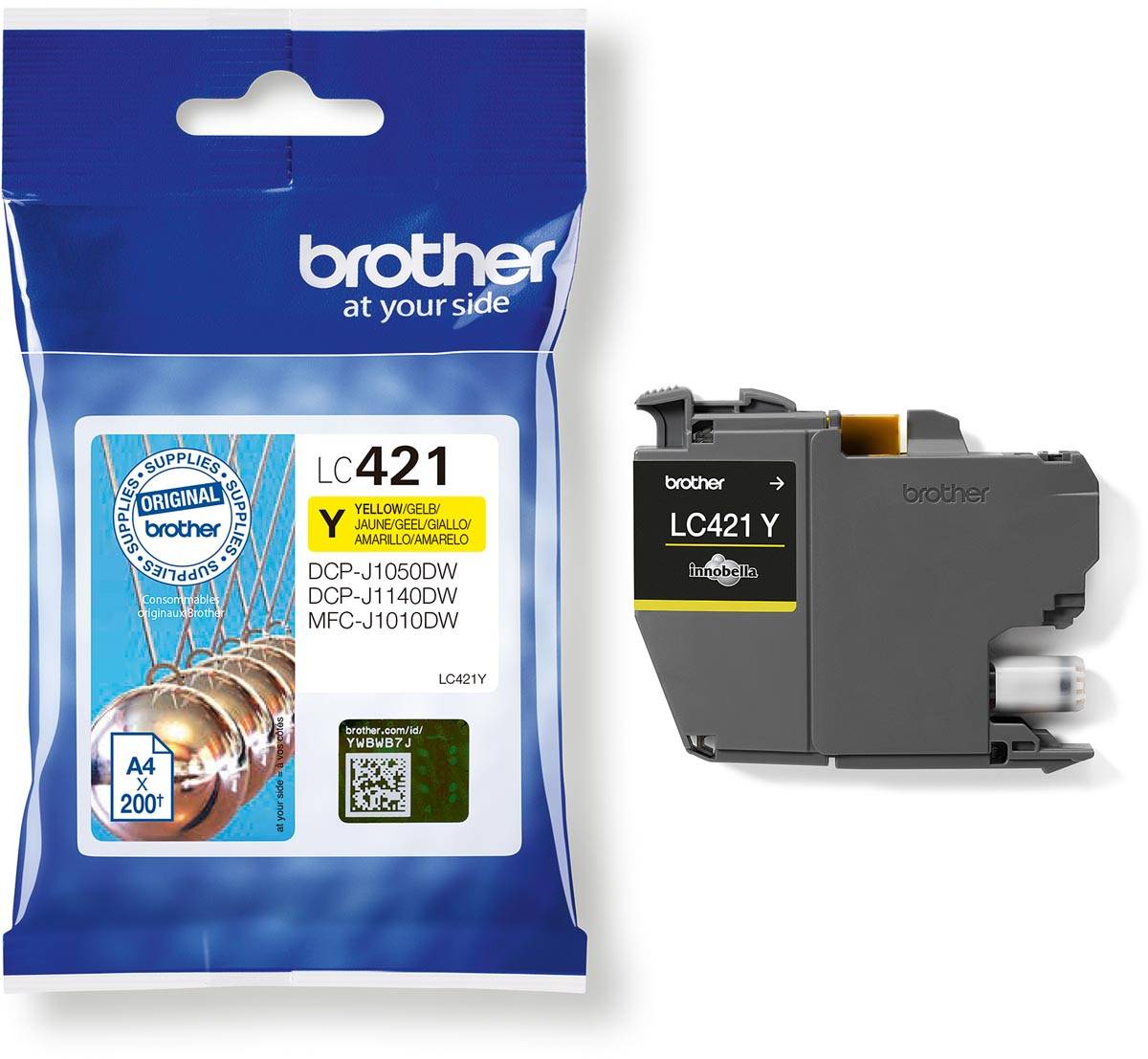 Brother inktcartridge,  200 pagina's, OEM LC-421Y, geel