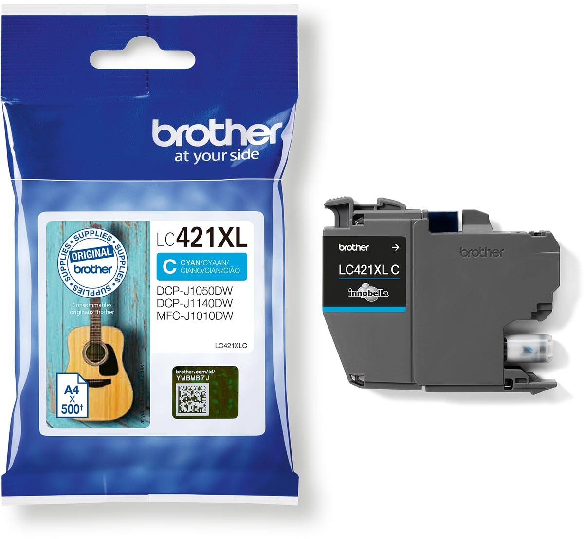 Brother inktcartridge,  500 pagina's, OEM LC-421XLC, cyaan