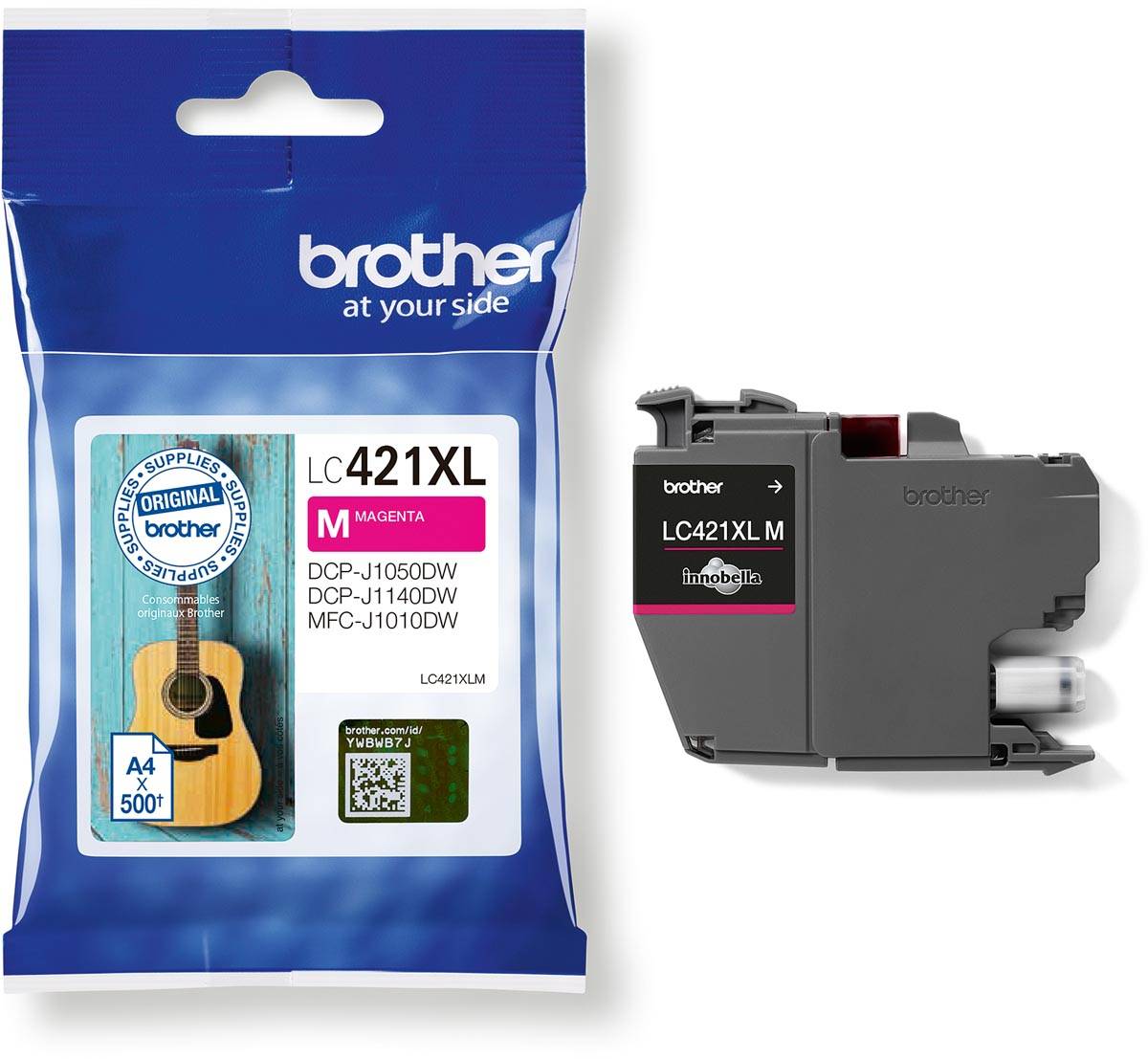 Brother inktcartridge,  500 pagina's, OEM LC-421XLM, magenta