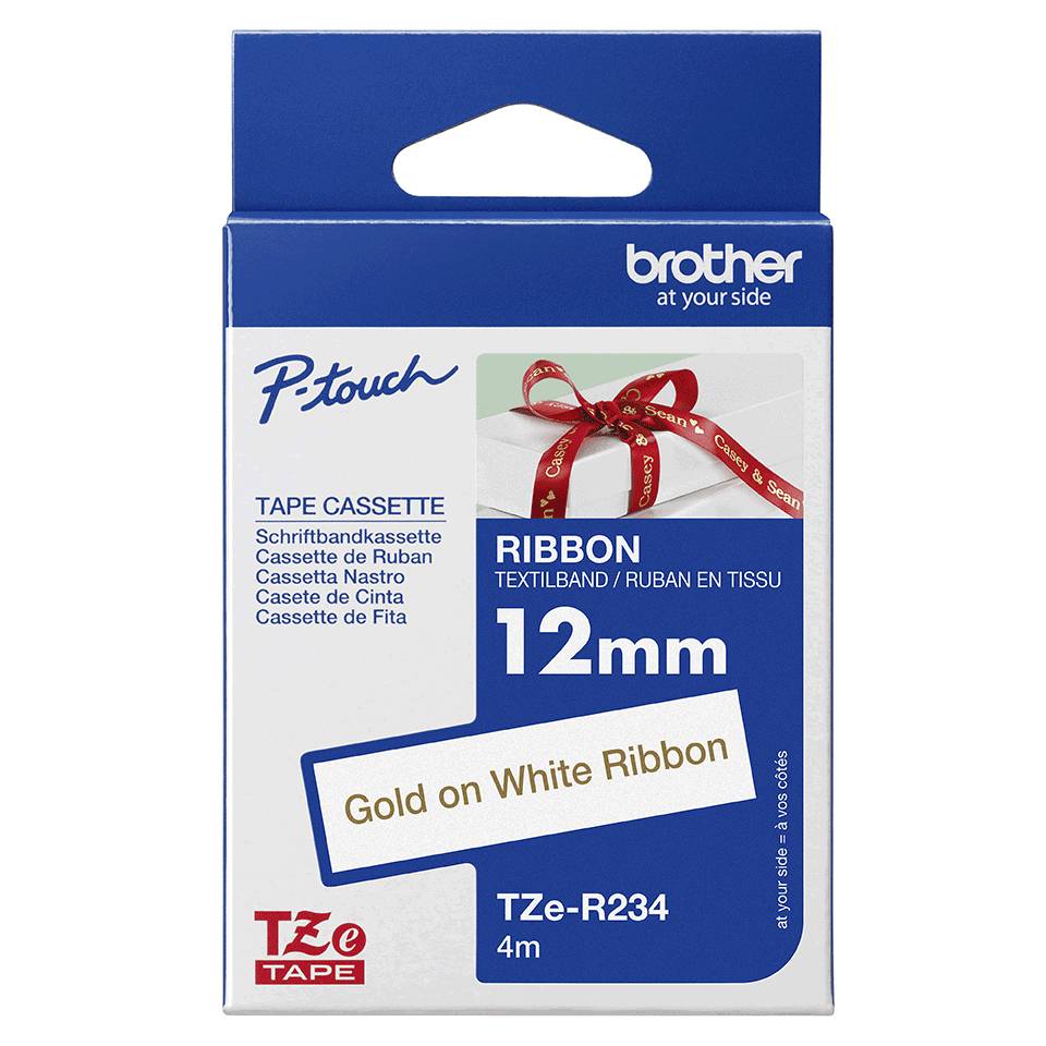 Brother TZE-R234 labelprinter-tape Goud op wit
