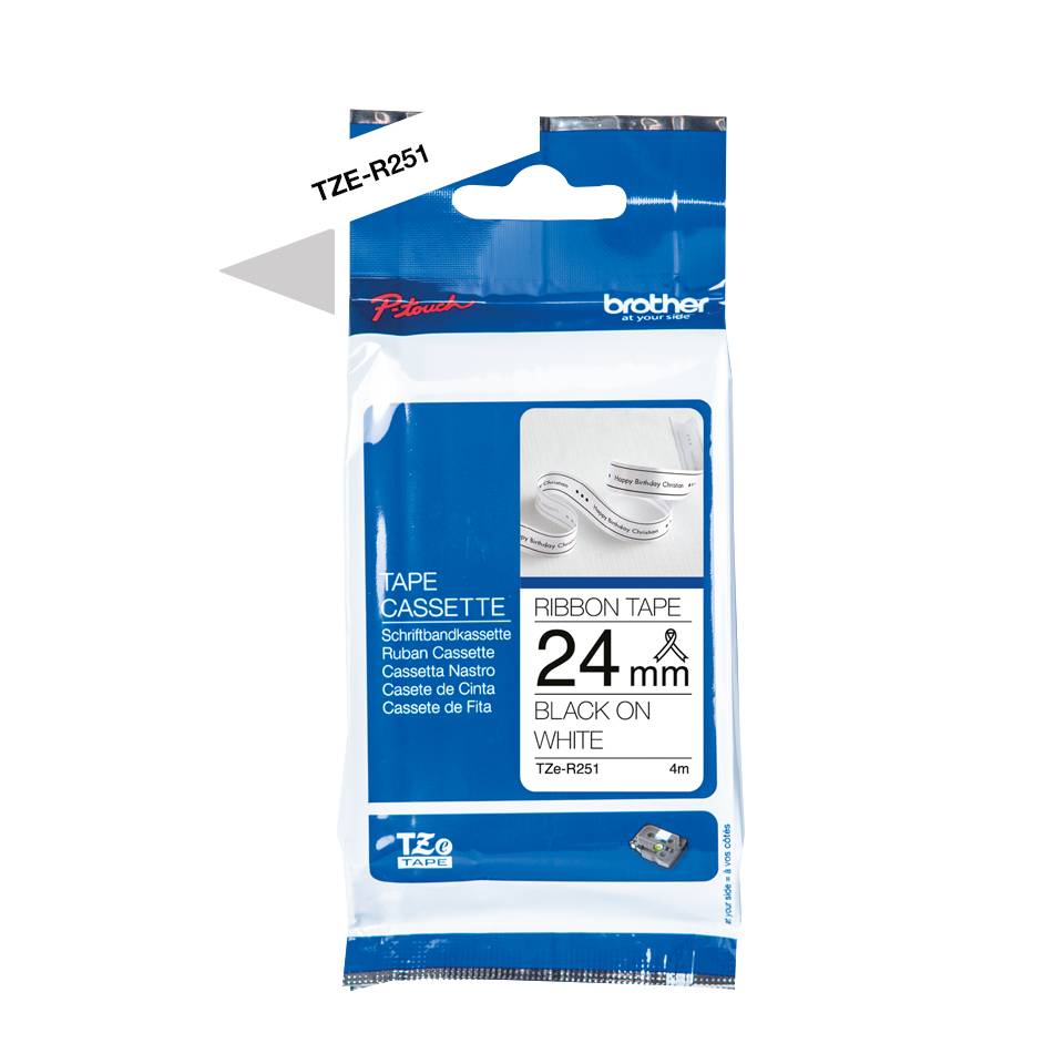 Brother TZE-R251 labelprinter-tape Zwart op wit
