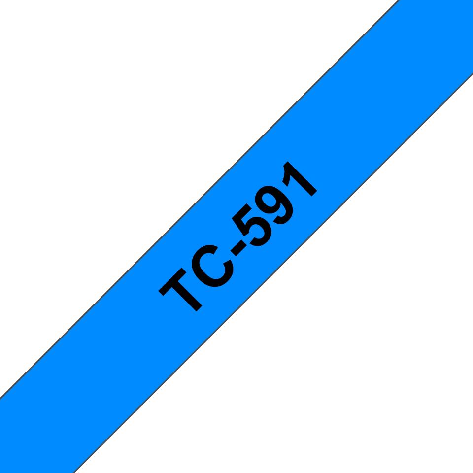 Brother TC-591 labelprinter-tape Zwart op blauw
