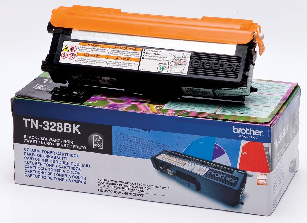 Brother toner, 6.000 pagina's, OEM TN-328BK, zwart