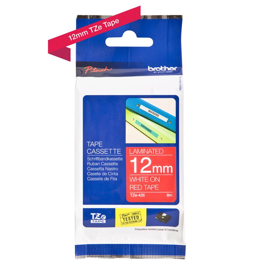 Brother TZE-435 labelprinter-tape Wit op rood