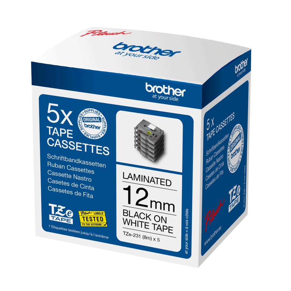 Brother TZE-231M5 labelprinter-tape Zwart op wit