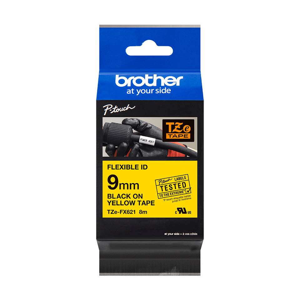 Brother TZE-FX621 labelprinter-tape Zwart op geel