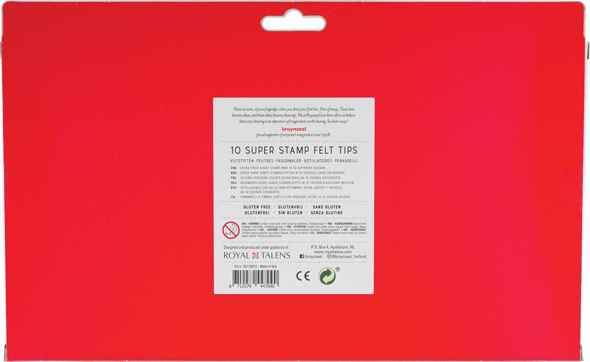 Bruynzeel Kids viltstiften Super Stamp, etui van 10 geassorteerde kleuren