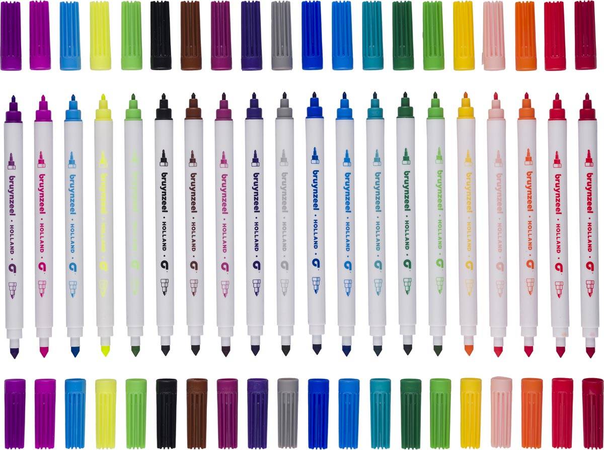Bruynzeel Kids viltstiften Twin Point, set van 20 stuks in geassorteerde kleuren