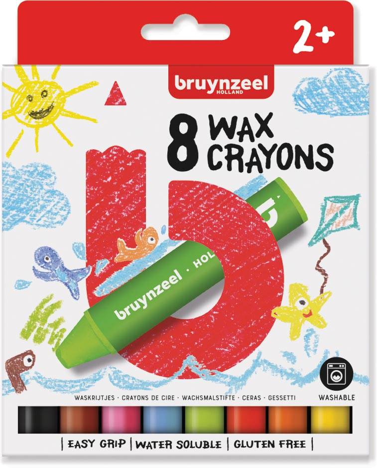 Bruynzeel Kids waskrijt, set van 8 stuks in geassorteerde kleuren