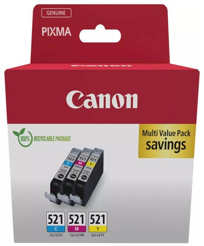 Canon inktcartridge CLI-521, 446 pagina's, OEM 2934B016, 3 kleuren